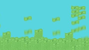 Animation of dollar bills appearing and falling in a neat pile video