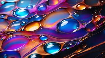 AI generated Slick oil spill pattern, abstract and iridescent background photo