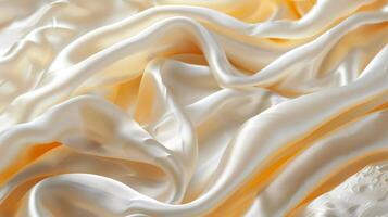 AI generated Body lotion strokes transitioning into smooth silk fabric waves photo