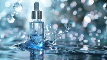 AI generated Hyaluronic acid serum linking with a network of refreshing water channels photo