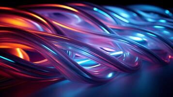 AI generated Brightly lit neon tubes abstract energetic lines photo