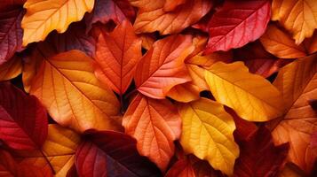 AI generated The background of the orange leaves in spring is beautifully piled up. photo