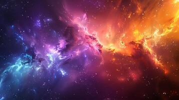 AI generated Ethereal space nebula scene, colors dancing in cosmic harmony photo