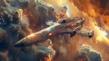AI generated Entrepreneurs on a spaceship exploring new business frontiers in a galaxy of opportunities photo