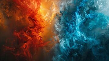 AI generated Abstract portrayal of the clash between fire and ice photo