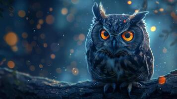 AI generated Owl launching an educational app for nocturnal learning photo