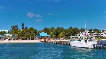 cancun quintana roo méxico 2022 passeio de barco cancun méxico para a ilha mujeres contoy tubarão-baleia. video