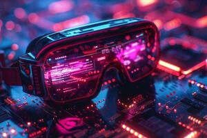 AI generated Cyberpunk ad for a new tech gadget, futuristic and sleek photo