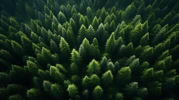 AI generated Lush green forest from above, vibrant nature background photo