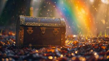 AI generated A treasure chest buried under a rainbow, only found by those with the map of financial literacy. photo