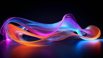 AI generated Abstract neon light trails, dynamic and colorful, modern art photo