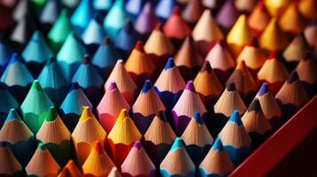 AI generated Brightly colored pencils, creativity, artistic tools photo