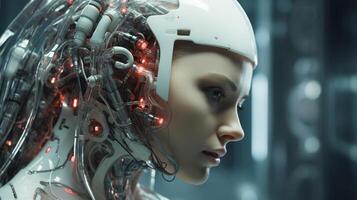 AI generated Cybernetic augmentation lab, blending human and machine photo