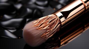 AI generated Close-up of exquisite makeup brush tips, precision in beauty application photo