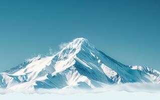 AI generated Minimalist snowy mountain peak against a stark blue sky photo