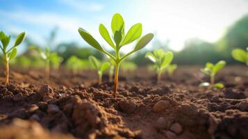 AI generated Young almond trees displaying early nut growth photo