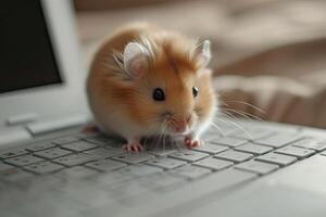 AI generated The hamster at the laptop photo