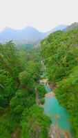 dynamisch fpv dar vlucht over- tropisch kuang si waterval in Laos video