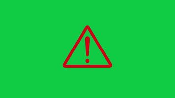 Warning sign symbol stamping animation motion graphic isolated on green screen background video