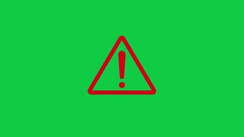 Warning sign symbol stamping animation motion graphic isolated on green screen background video