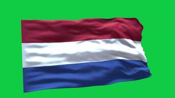 Netherlands Flag 3d render waving animation motion graphic isolated on green screen background video