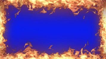 Realistic Fire frame loop animation overlay effect isolated on green screen, Blue screen chroma key background video