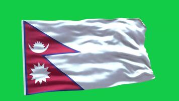 Nepal Flag 3d render waving animation motion graphic isolated on green screen background video