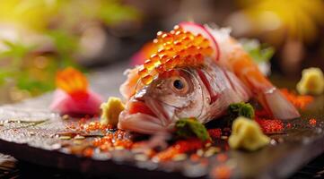 AI generated Fresh fish ready for cooking, evoking culinary inspiration photo