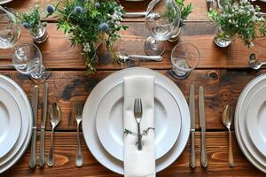 AI generated Plate without food. Dining table empty plate. Top view. photo