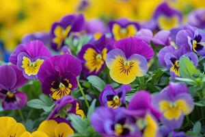 AI generated Pansies in the flower bed photo