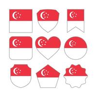 Modern Abstract Shapes of Singapore Flag Vector Design Template