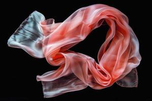 AI generated Silk scarf isolated on black background. photo