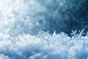 AI generated Winter background with icy snowflakes. photo