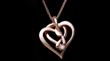 AI generated Pendant necklace two hearts entwined together. photo