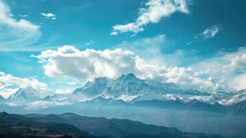 AI generated Mountain landscape of snow-capped mountains. photo