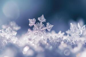 AI generated Winter background with icy snowflakes. photo