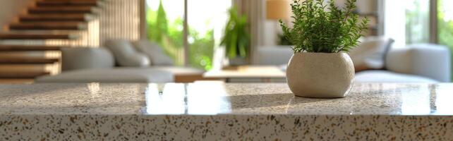 AI generated Plant on Table in Living Room photo