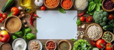 AI generated Assorted Vegetables on Wooden Table photo