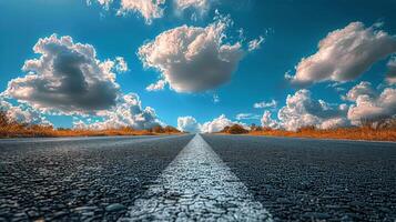 ai generado vacío la carretera con amarillo línea foto