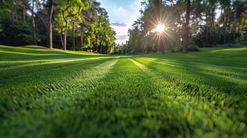 AI generated Vibrant Green Grass Under Sunlight photo