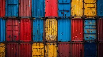 AI generated Colorful Containers Stacked photo