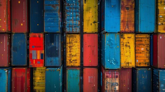 AI generated Colorful Containers Stacked photo