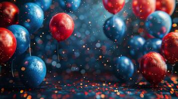 AI generated Red, White, and Blue Balloons Floating in the Air photo