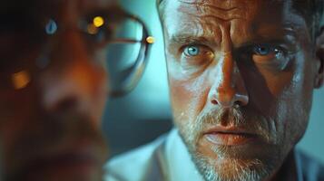 AI generated Intense Eye Contact Between Two Men photo