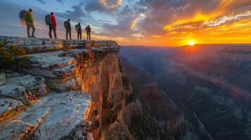 AI generated Group of People Standing on Top of a Mountain photo