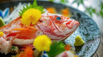 ai generado Fresco pescado Listo para cocinando, evocando culinario inspiración foto