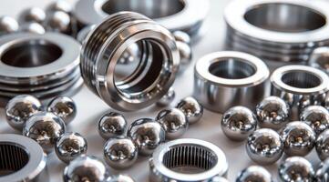 AI generated Stainless steel bearings, ball bearings. photo