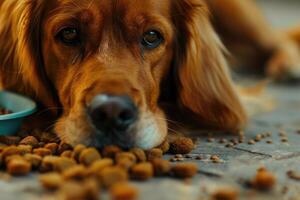 ai generado ver de perro con alimento. foto