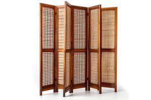 AI generated Wooden folding screens room divider isolated on white background. photo