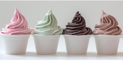 AI generated A variety of different colored ice cream flavors. photo